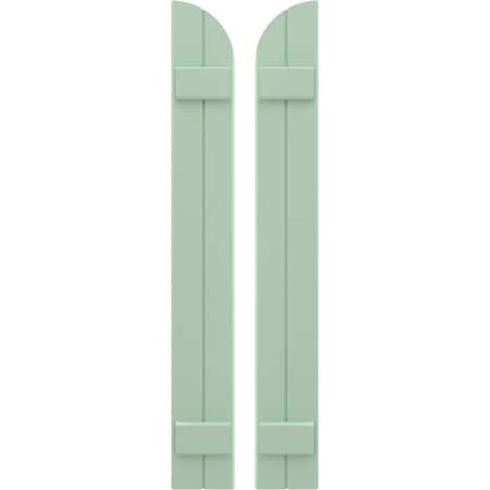 Americraft 2-Board (2 Batten) Wood Joined Board-n-Batten Shutters W/ Arch Top, ARW101BQ207X62SGH